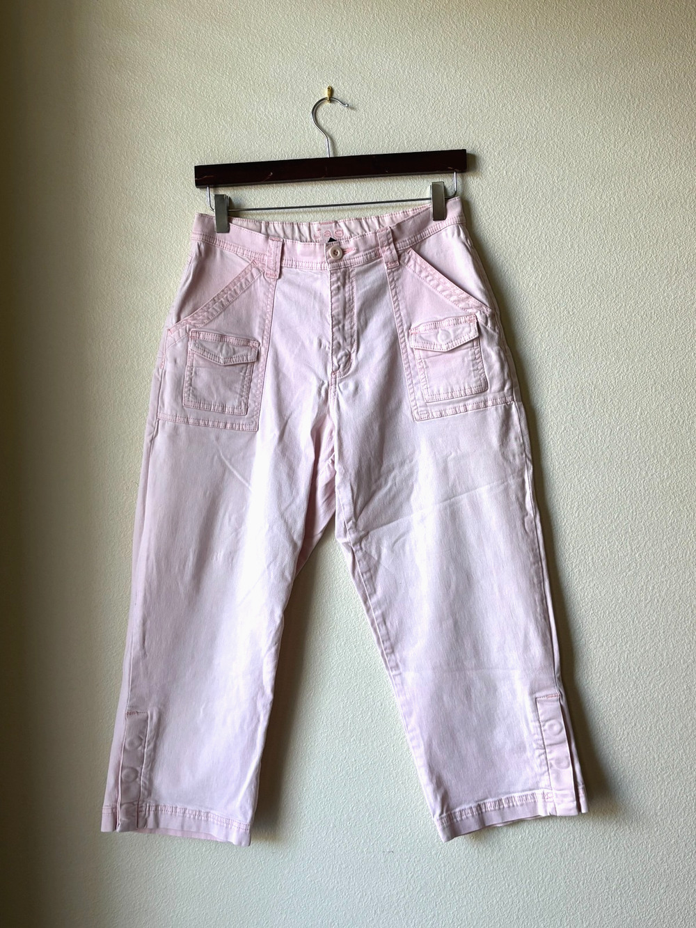 Y2K Pink Pastel JAG Denim Cargo Capri Pants Size 10 Barbiecore Soft Girl